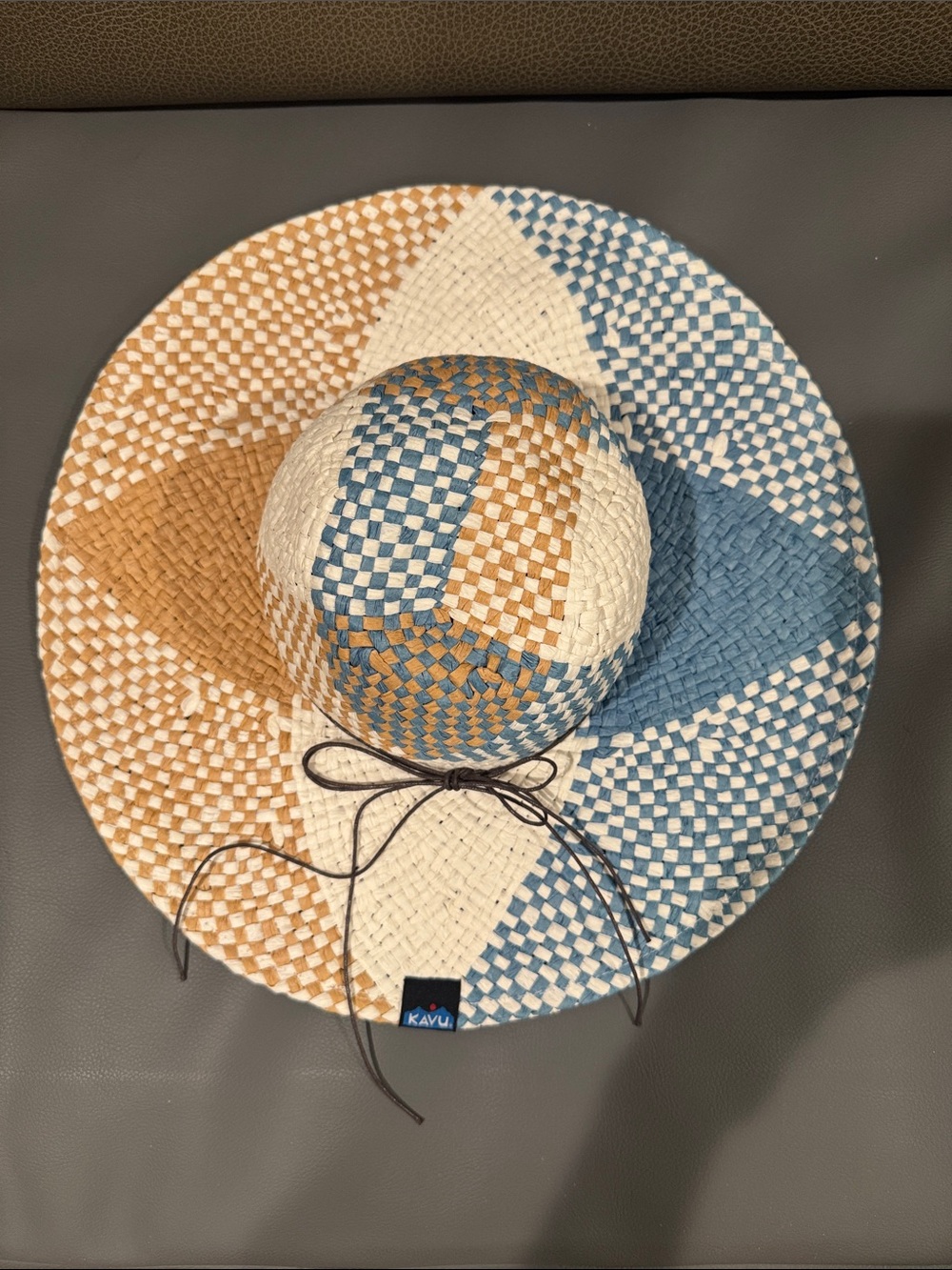 Kavu Kids Woven Sun Hat - Blue, Tan, White